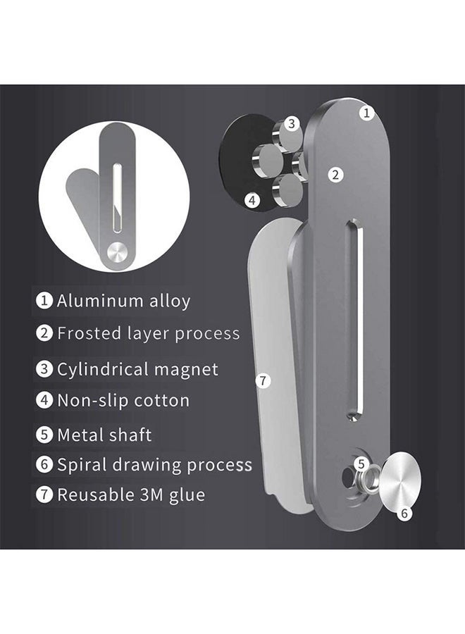 Universal Aluminum Side Mount Magnetic Rotatable Cell Phone Mount For Laptop Screen Silver - Image 2