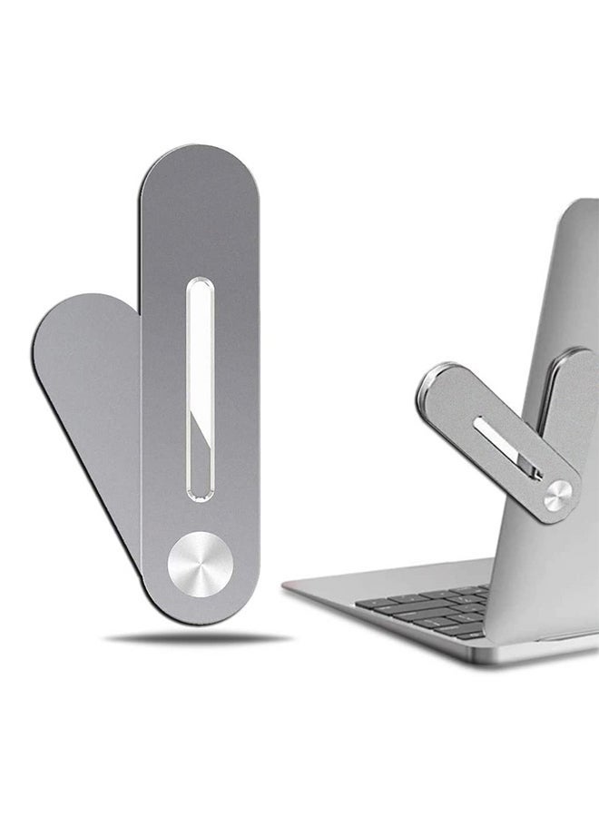 Universal Aluminum Side Mount Magnetic Rotatable Cell Phone Mount For Laptop Screen Silver - Image 1