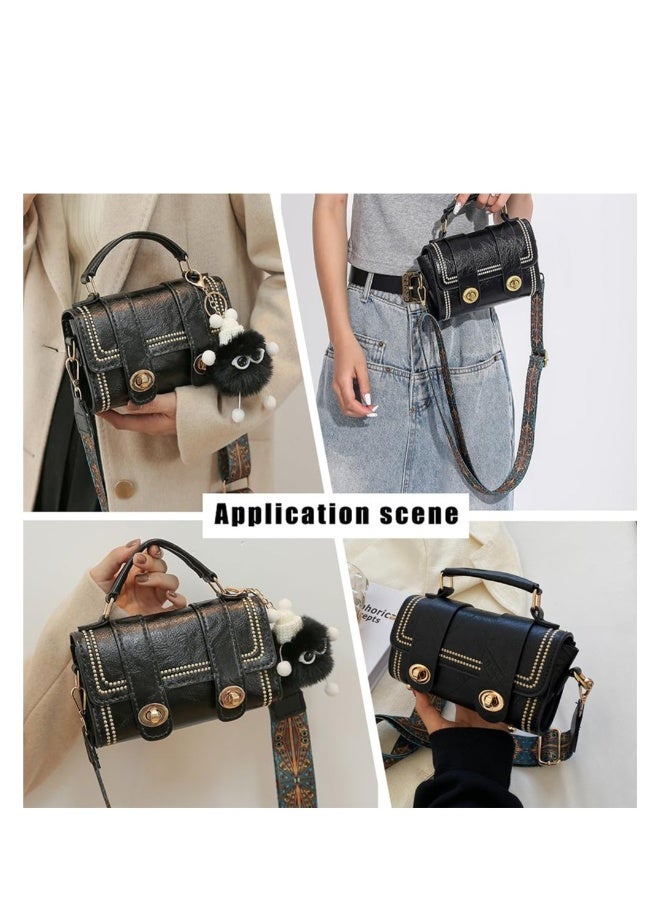 مجموعة صنع حقيبة جلدية على الكتف، مجموعة صنع حقيبة ظهر جلدية، مجموعة خياطة جلدية لصنع حقيبة ساتشيل مع مجموعة خياطة للحقائب للهدايا الشخصية المصنوعة يدويًا، بحجم 7.4x3.9x2.7 بوصة (أسود) - Image 4