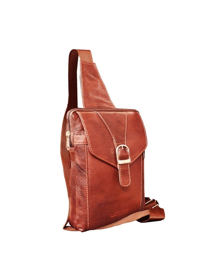 ABYS حقيبة رسائل بنية جلدية أصلية للرجال والنساء||حقيبة كتف||حقيبة جواز سفر||حقيبة عنق||حقيبة كلية بحزام قابل للتعديل - Image 1