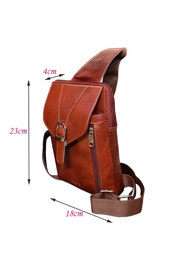 ABYS حقيبة رسائل بنية جلدية أصلية للرجال والنساء||حقيبة كتف||حقيبة جواز سفر||حقيبة عنق||حقيبة كلية بحزام قابل للتعديل - Image 4