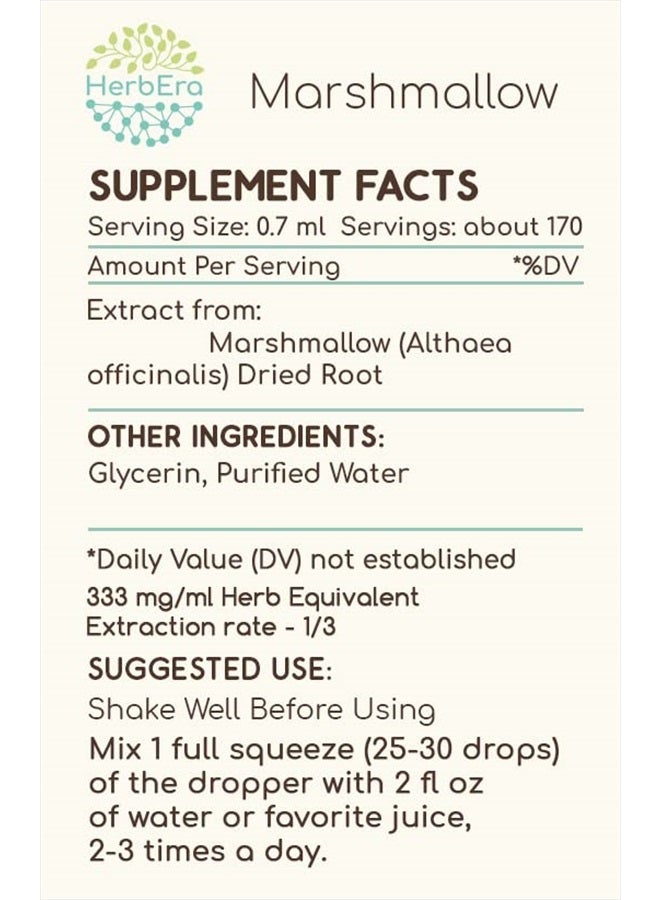 HerbEra Marshmallow Root B120 Alcohol-Free Herbal Extract Tincture, Super-Concentrated Marshmallow (Althaea Officinalis) (4 fl oz) - Image 2