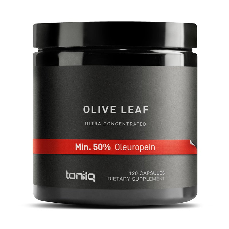 Toniiq Olive Leaf Extract - Ultra High Potency 45:1 Extract with 50% Oleuropein - Highly Concentrated - Third-Party Lab Tested - 120 Capsules - Image 1