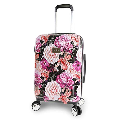 BEBE Womens Marie 21 Hardside Carryon Spinner Luggage Black Floral Print One Size