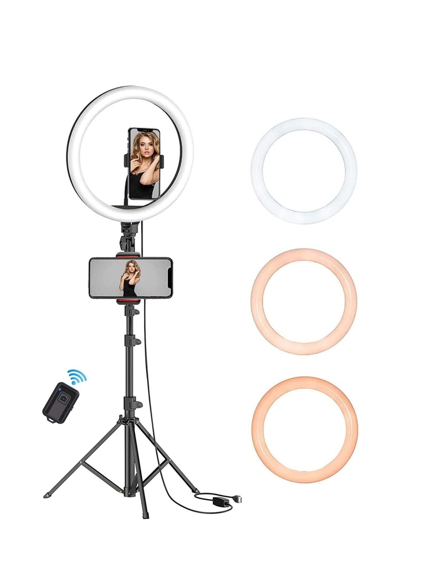 TYCOM 10 Inch Selfie Ring Light with Tripod Stand Dimmable Led Camera Ring Light and Phone Holder for Live Stream Makeup YouTube Video Compatible with iPhone Android Remote