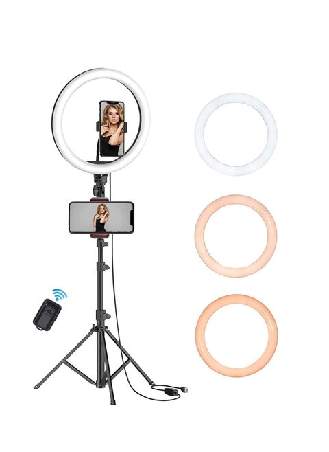 10 Inch Selfie Ring Light with Tripod Stand Dimmable Led Camera Ring Light and Phone Holder for Live Stream Makeup YouTube Video Compatible with iPhone Android Remote