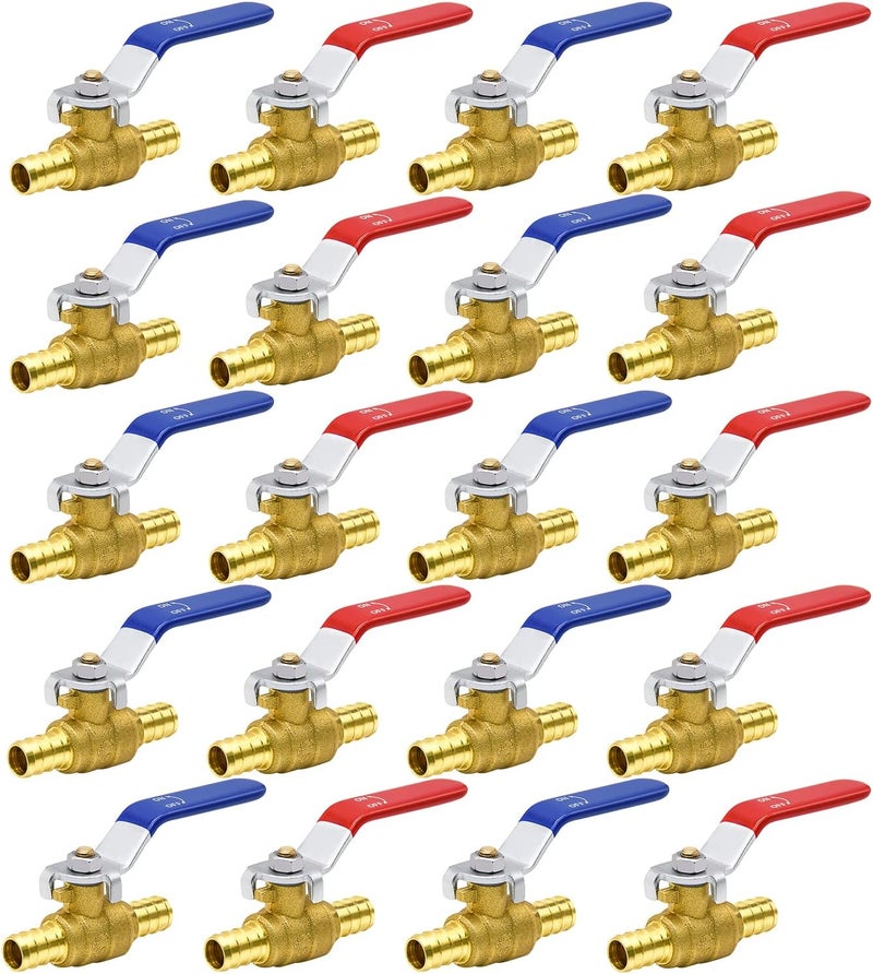 Ruby Q RUBY.Q 1/2in PEX Brass Full Port Shut Off Ball Valve Set - 20 Pack - Image 1