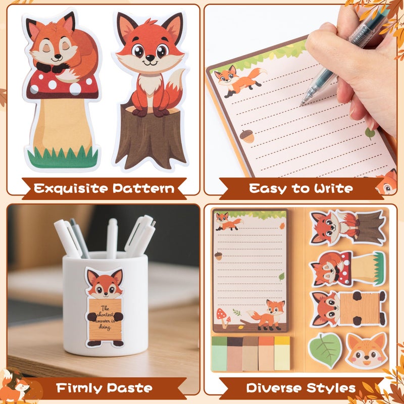 B1ykin Cute Sticky Notes Set - I Just Really Like Foxes Self-Stick Notes Pad, 550 Sheets Writing Memo Pages Sticky Notepad for Teacher Appreciation Gifts, School Office Party Supplies (Adorable Foxes) - Image 3