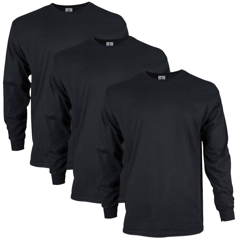 Gildan Mens Ultra Cotton Long Sleeve TShirt Style G2400 Multipack Black 3Pack 2XLarge - Image 2
