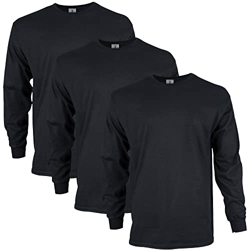 Gildan Mens Ultra Cotton Long Sleeve TShirt Style G2400 Multipack Black 3Pack 2XLarge - Image 1