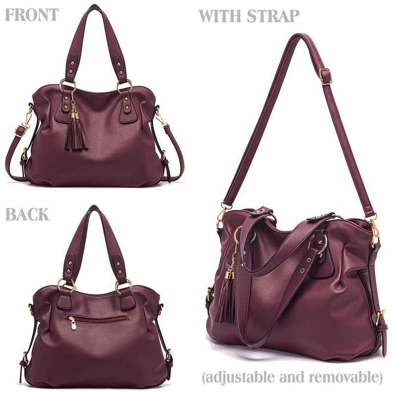 Soperwillton Fashion Handbag for Women Shoulder Bag Top Handle Satchel Hobo Tote Bag Purse Set 4pcs - Image 3