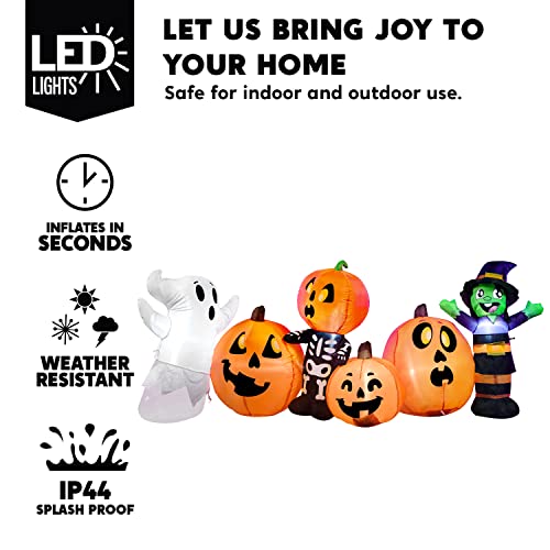 Joiedomi 8 ft Long Halloween Inflatable Three Characters and Pumpkin Patch Outdoor Decoration, Blow Up Inflatables Witch Ghost Skeleton Yard Decorations with LEDs for Party Yard Lawn Garden Decor - Image 3