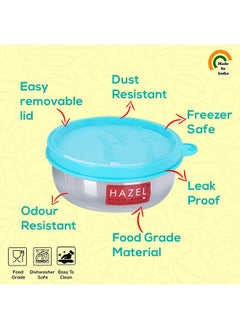 Hazel HAZEL Air Tight Stainless Steel Containers For Storage - Set Of 2 (150 Ml Each) - Leak-Proof Kitchen Storage Solution - Perfect Diwali Gifts For Organizing Your Kitchen, Blue  - Image 3