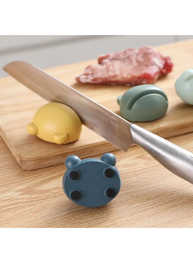 Yellow Manual Frog Knife And Scissor Sharpener With Non Slip Base Heavy Duty Plastic Construction Easy To Use Kitchen Tool For Home Office Professional Use Compatible With Chef Knives Ergonomic Design For Office Workers - Image 5