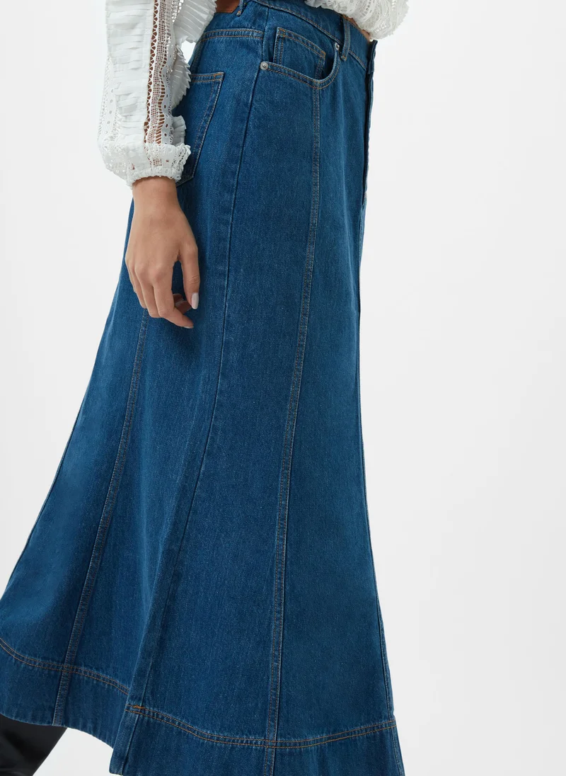 فرنش كونكشن Denver Denim Flare Midi Skirt