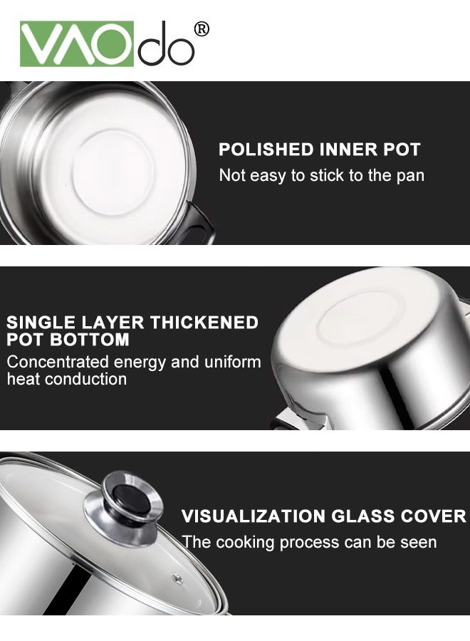 فاو دو 12 قطعة من القدور والمقالي المصنوعة من الفولاذ المقاوم للصدأ مجموعة تجهيزات المطابخ المطبخ يعمل مع مواقد الحث الكهربائية والغازية أواني ومقالي غسالة الصحون مجموعة طهي المطبخ مع مقابض تبقى باردة - Image 4