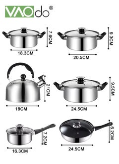 VAOdo 12PCS Stainless Steel pots and pans Kitchen Cookware Set Works with Induction Electric and Gas Cooktops Dishwasher Pots and Pans Kitchen Cooking Set with Stay-Cool Handles  - Image 3