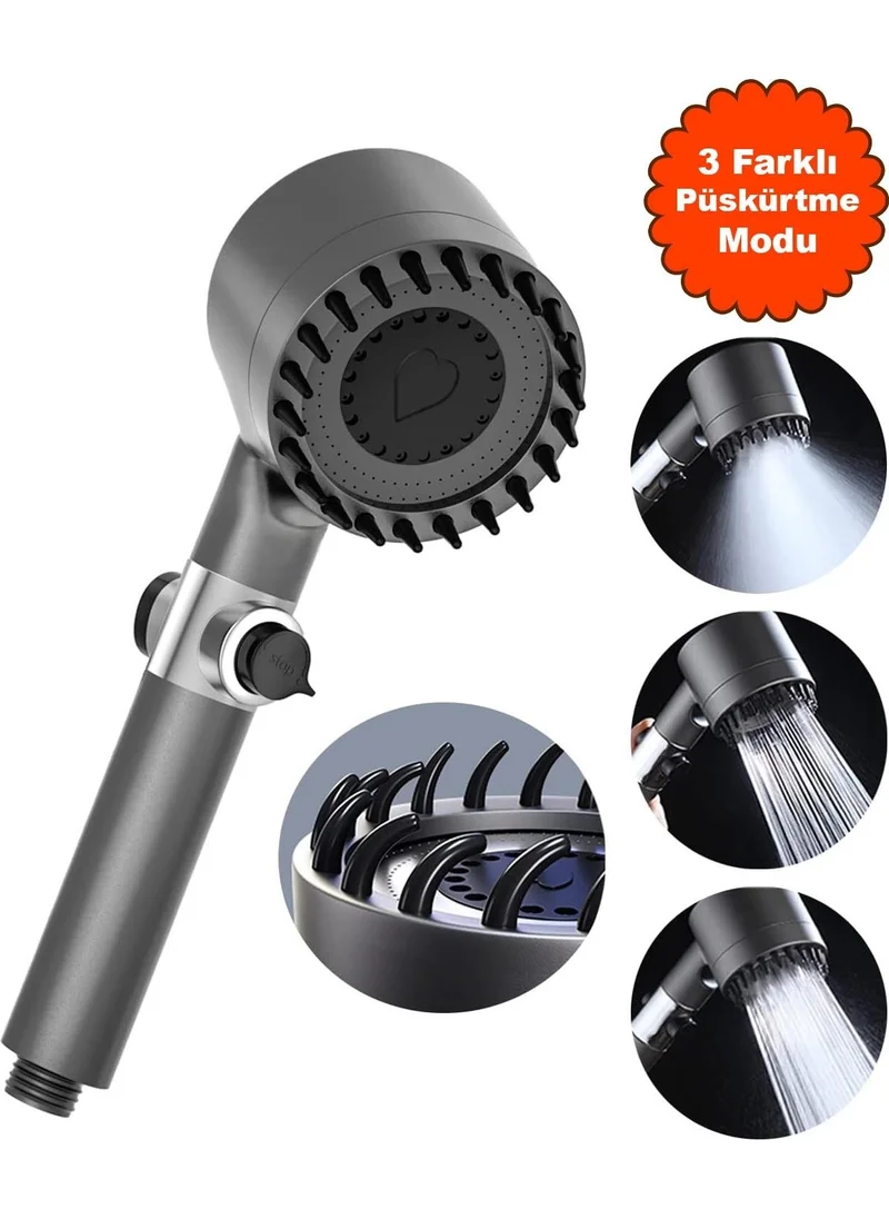 Nishev 3 Function Bathroom Shower Head Filtered Anti-Limescale Turbo High Pressure Massage Shower Head