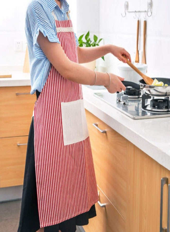 بيبلو مريلة طبخ من القطن والكتان من بيبلو®، مريلة مطبخ قابلة للتعديل، مريلة طهاة ناعمة مع جيب للنساء والرجال (قطعة واحدة، أحمر) - Image 3