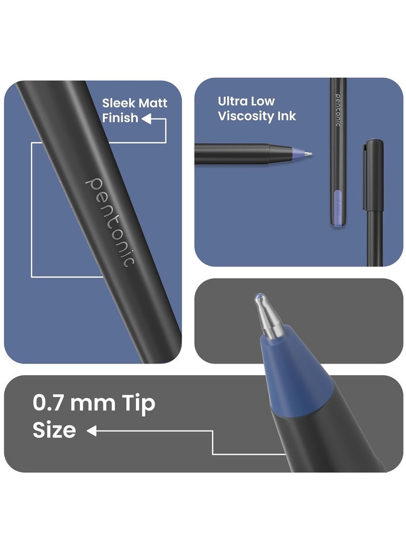 Pentonic 0.7mm Ball Point Pen Blister Pack | Black Body | Blue Ink | Set of 10 Pens - Image 5