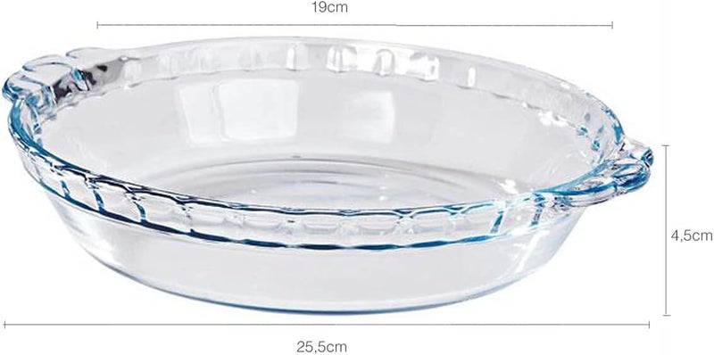 Marinex Medium Fluted Glass Pie Dish 1.3L  Durable Heat-Resistant Bakeware | Transparent Oven-Safe Round Fluted Pie Pan for Baking Pies, Quiches, Tarts & Desserts|Microwave, Freezer & Dishwasher Safe - Image 2