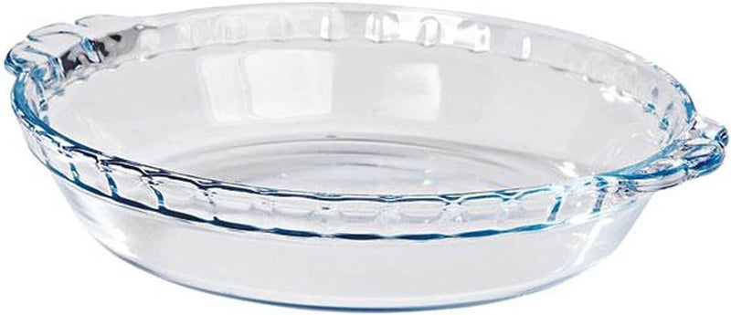 Marinex Medium Fluted Glass Pie Dish 1.3L  Durable Heat-Resistant Bakeware | Transparent Oven-Safe Round Fluted Pie Pan for Baking Pies, Quiches, Tarts & Desserts|Microwave, Freezer & Dishwasher Safe - Image 1