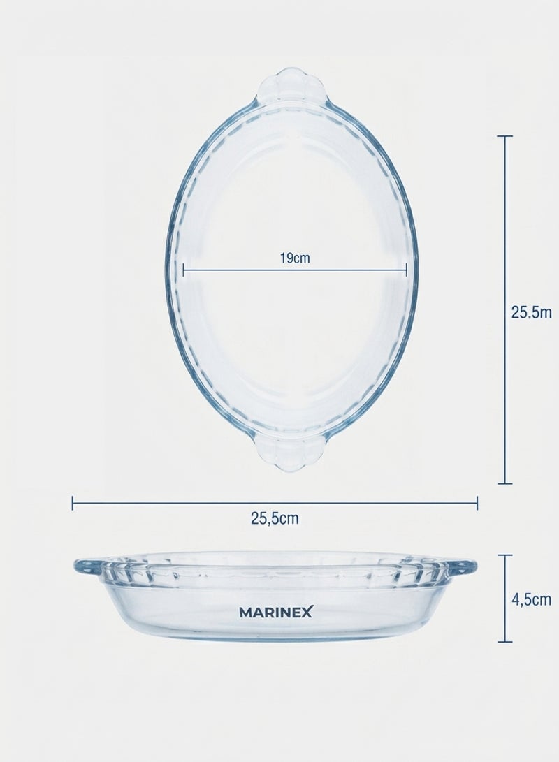 Marinex طبق فطائر زجاجي متوسط مزخرف مارينيكس 1.3 لتر | أدوات خبز متينة مقاومة للحرارة | صينية فطائر دائرية شفافة آمنة للاستخدام في الفرن لخبز الفطائر، الكيش، التارت والحلويات | آمنة للاستخدام في الميكروويف، الفريزر وغسالة الصحون - Image 3