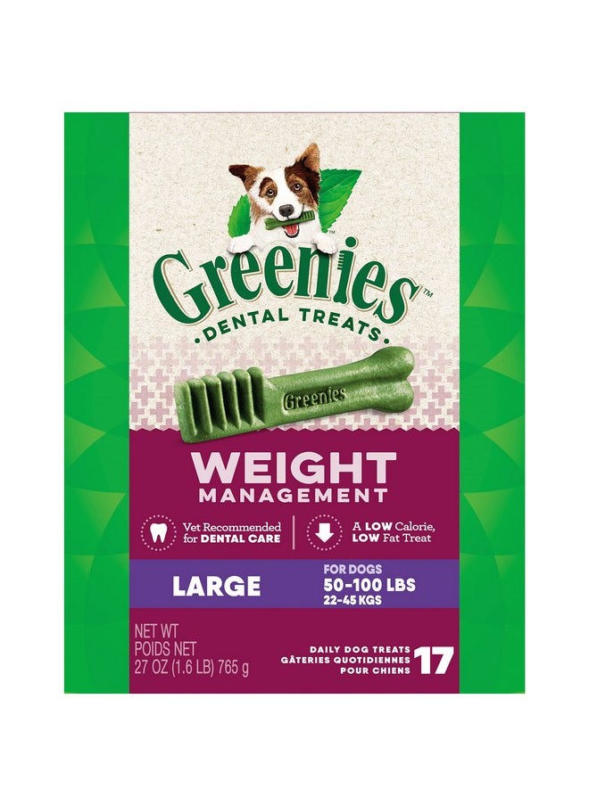 Greenies Greenies Weight Management Large Natural Dog Dental Care Chews Weight Control Dog Treats, 27 oz. Pack (17 Treats)  - Image 1