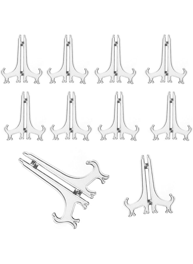 The Bros 10 Pcs Clear Acrylic PVC Easels, 7 Inch Display Stands, Clear PVC Plate Holders, Card Easels Holder Stands for Home Decoration, Birthdays, Tables  - Image 1
