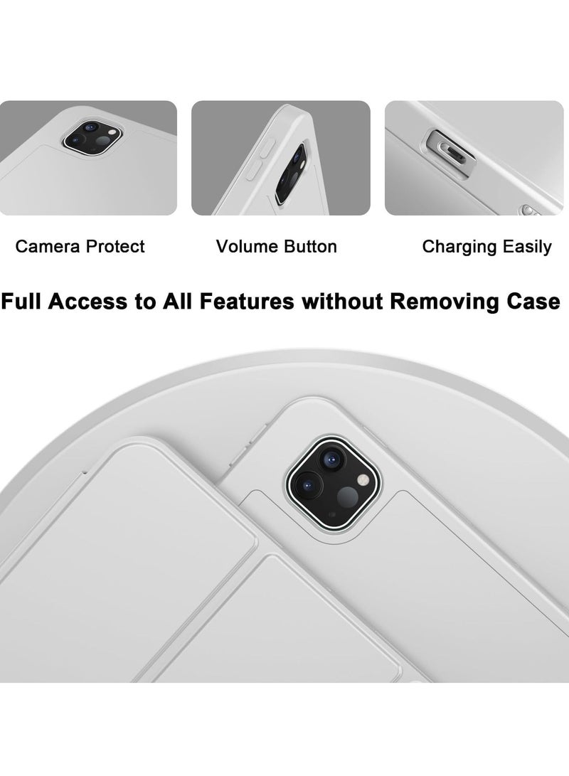 MIGOFAST IPad Pro 11 Inch Case 2024 M4 with Pencil Holder  Trifold Stand with TPU Back Shockproof Case for iPad Pro 11 2024 Support Apple Pencil Pro/USB-C Gray - Image 4