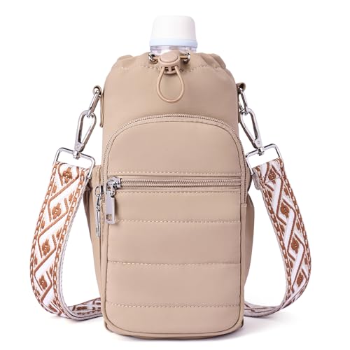 Lexiyat Water Bottle Bag 40 oz Crossbody Holder for Walking Hiking Insulated Carrier Purse with Adjustable Strap Black - Image 1
