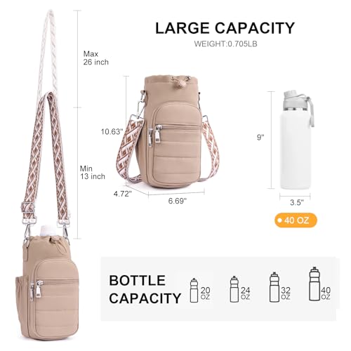 Lexiyat Water Bottle Bag 40 oz Crossbody Holder for Walking Hiking Insulated Carrier Purse with Adjustable Strap Black - Image 5