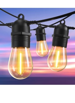 Toko S14 15 LED Bulbs | 15m (50ft) LED Outdoor String Lights | Warm White | 2-Pin EU Plug | Shatterproof | IP65 Waterproof Hanging Light Strings for Wedding, Patio, Indoor, Outdoor Party, Garden  - Image 2