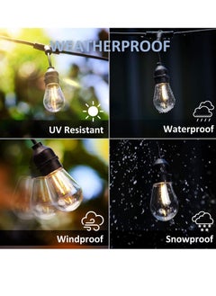Toko S14 15 LED Bulbs | 15m (50ft) LED Outdoor String Lights | Warm White | 2-Pin EU Plug | Shatterproof | IP65 Waterproof Hanging Light Strings for Wedding, Patio, Indoor, Outdoor Party, Garden  - Image 3