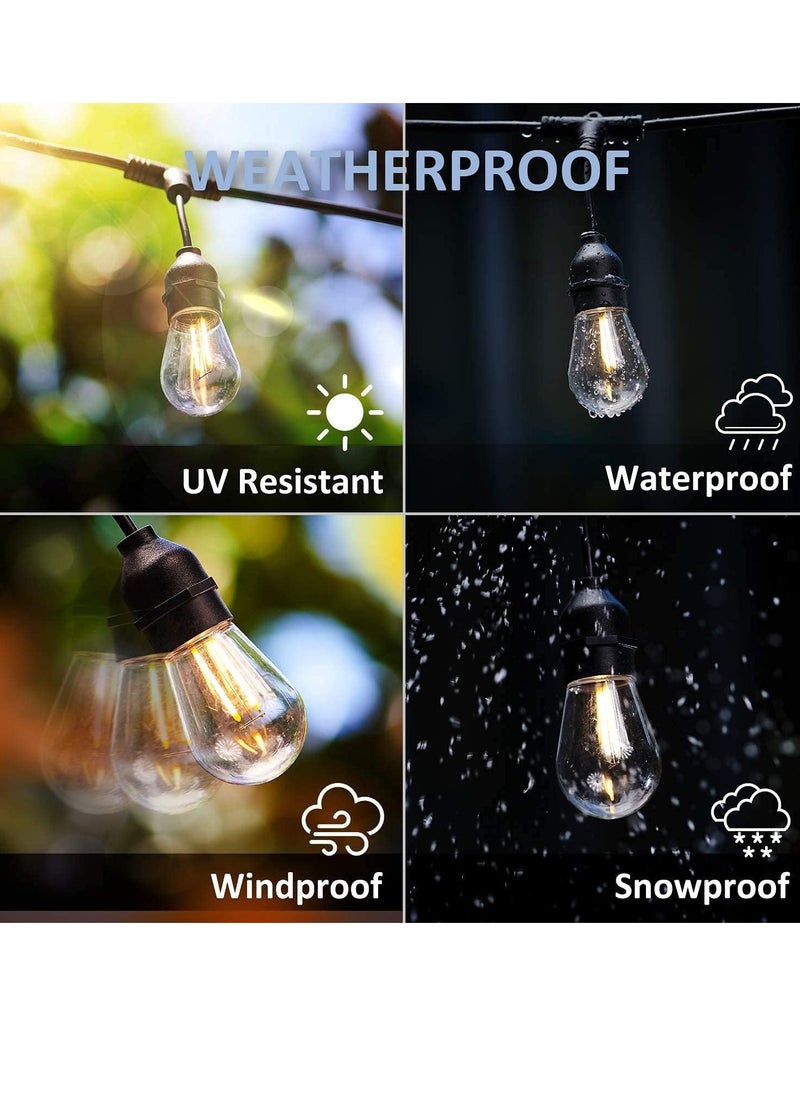 توكو لمبات LED S14 15 | سلسلة مصابيح LED خارجية بطول 15 مترًا (50 قدمًا) | أبيض دافئ | قابس الاتحاد الأوروبي ذو 2 دبوس | شاتربروف | IP65 سلاسل إضاءة معلقة مقاومة للماء لحفلات الزفاف، الفناء، داخلي، حفلة خارجية، حديقة  - Image 3