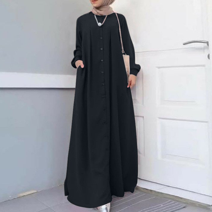 Elegant Loose Maxi Gown for Work Navy blue - Image 1