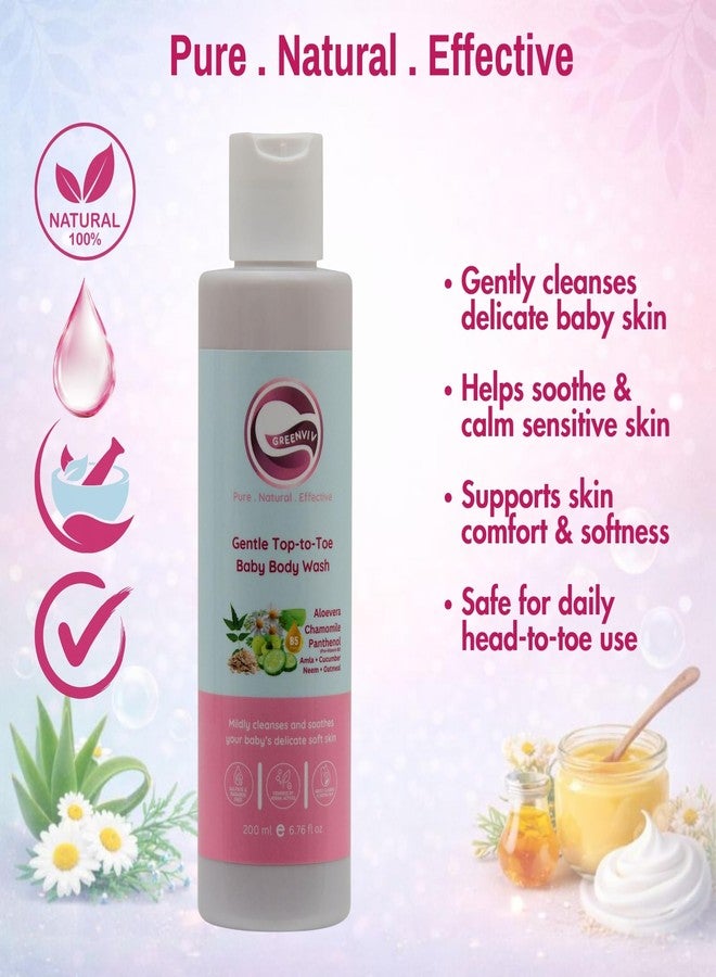 Greenviv Baby Head to Toe Wash for Delicate Skin, Tear-Free Gentle Cleanser with Aloe Vera, Chamomile & Vitamin B5 | Sulphate & Paraben-Free | 200 ml - Image 3