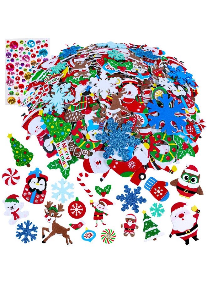 Winlyn 522 Pcs Bulk Assorted Christmas Stickers Christmas Crafts Foam Self-Adhesive Santa Reindeer Snowman Stickers Embellishment Winter Crafts for Kids Holiday Craft Projects Classroom Activities - Image 1