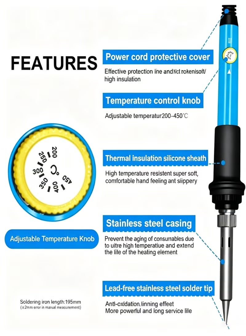 ShineZone 11 Pcs Soldering Iron Kit, 60W Electric Welding Soldering Iron set - Image 4