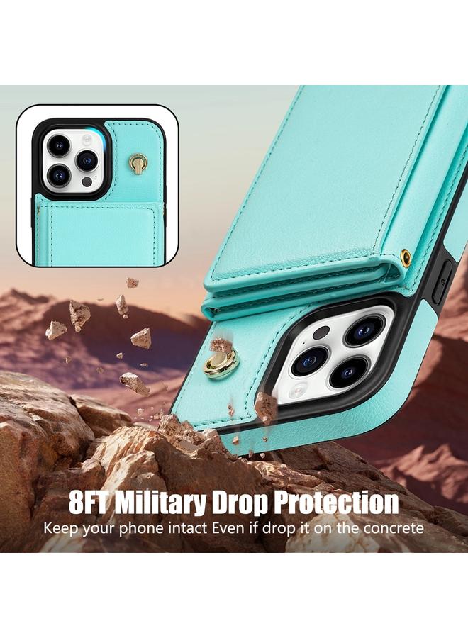 اس-توب حافظة لهاتف iPhone 13 Pro Max، حافظة بطاقات ثلاثية الطي مع حبل طويل - Image 5