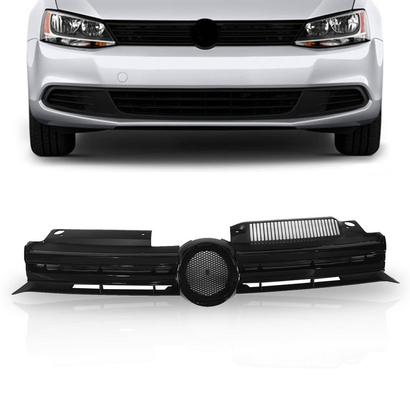 PartsFlow Front Sport Black Grille For 2011 2012 2013 2014 Volkswagen Mk6 Golf GTI Jetta Sportwagen