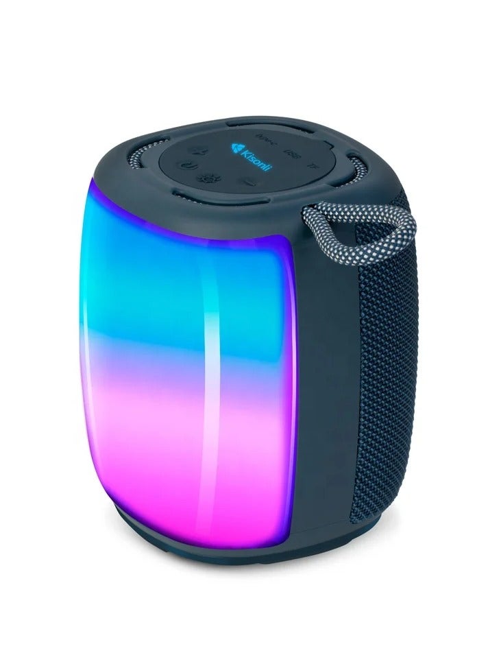 Kisonli Q18 Bluetooth Party Speaker – 8W Power, 1800mAh Battery, Built-in RGB Lights (20 LEDs), USB/TF Playback – Portable Loud Speaker for Events - Image 1