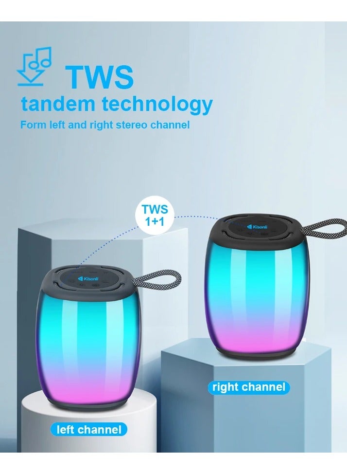 Kisonli Q18 Bluetooth Party Speaker – 8W Power, 1800mAh Battery, Built-in RGB Lights (20 LEDs), USB/TF Playback – Portable Loud Speaker for Events - Image 3