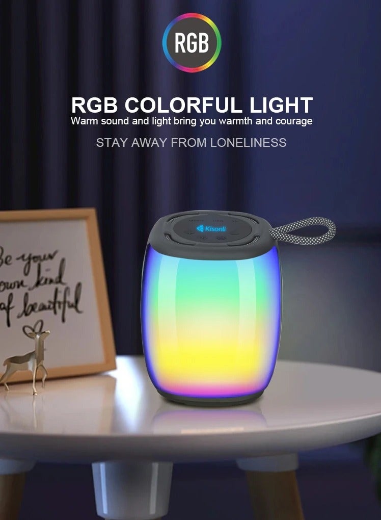 Kisonli Q18 Bluetooth Party Speaker – 8W Power, 1800mAh Battery, Built-in RGB Lights (20 LEDs), USB/TF Playback – Portable Loud Speaker for Events - Image 4