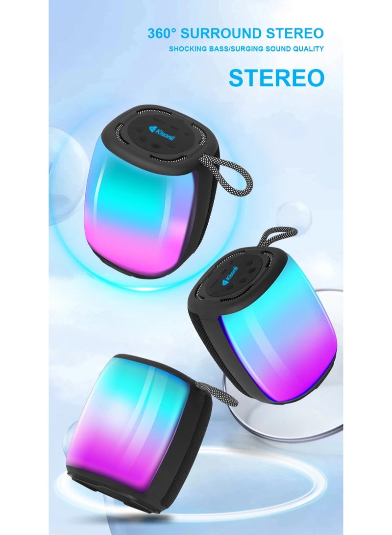Kisonli Q18 Bluetooth Party Speaker – 8W Power, 1800mAh Battery, Built-in RGB Lights (20 LEDs), USB/TF Playback – Portable Loud Speaker for Events - Image 5