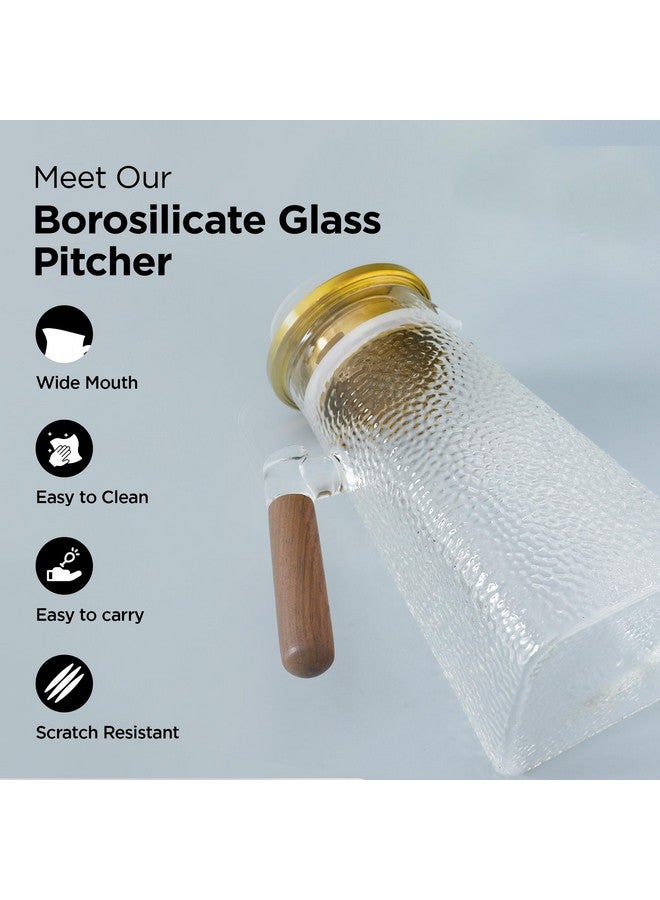 UMAI Borosilicate Glass Water Jug With Airtight Lid (1.5L) | Handle | Diwali Gift | Dining Table | Detox Jar (Clear) - Image 3