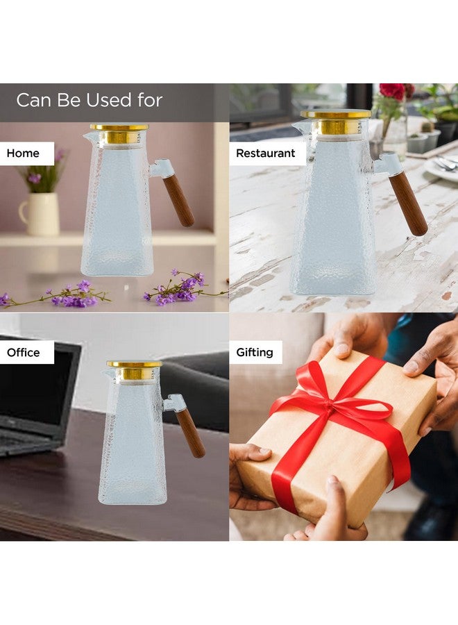 UMAI Borosilicate Glass Water Jug With Airtight Lid (1.5L) | Handle | Diwali Gift | Dining Table | Detox Jar (Clear) - Image 5