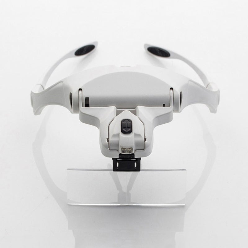 Head Mount Magnifier White Dual LED Lights - Eyeglass Style Design Magnifier for Cross-Stitching, Eyebrow Embroidery, Eyelash Extensions & Precision Tasks - Image 5