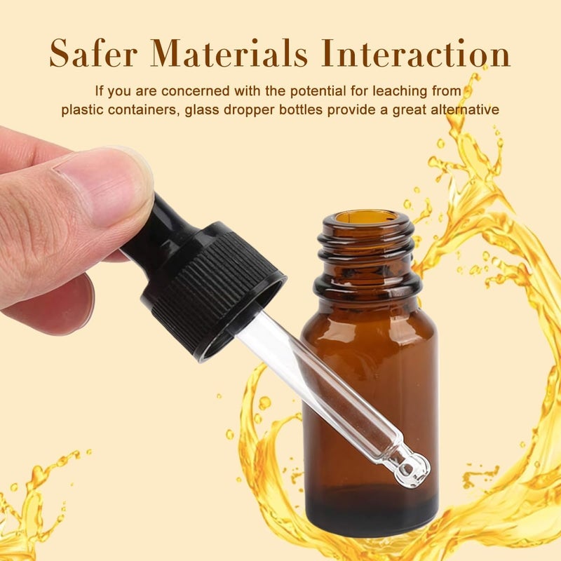 ericotry 12 Amber 5ml Glass Bottles Essential Oil Bottles Jars Refillable Makeup Cosmetic Sample Bottle Container with Glass Eye Droppers for Essential Oil Aromatherapy Use (5ml) - Image 4