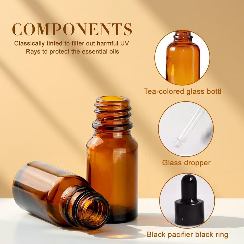 ericotry 12 Amber 5ml Glass Bottles Essential Oil Bottles Jars Refillable Makeup Cosmetic Sample Bottle Container with Glass Eye Droppers for Essential Oil Aromatherapy Use (5ml) - Image 3